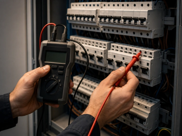 E-Check einer Elektroanlage mit Messgerät