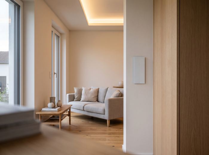 Wohnzimmer mit Smart-Home-Lichtsteuerung